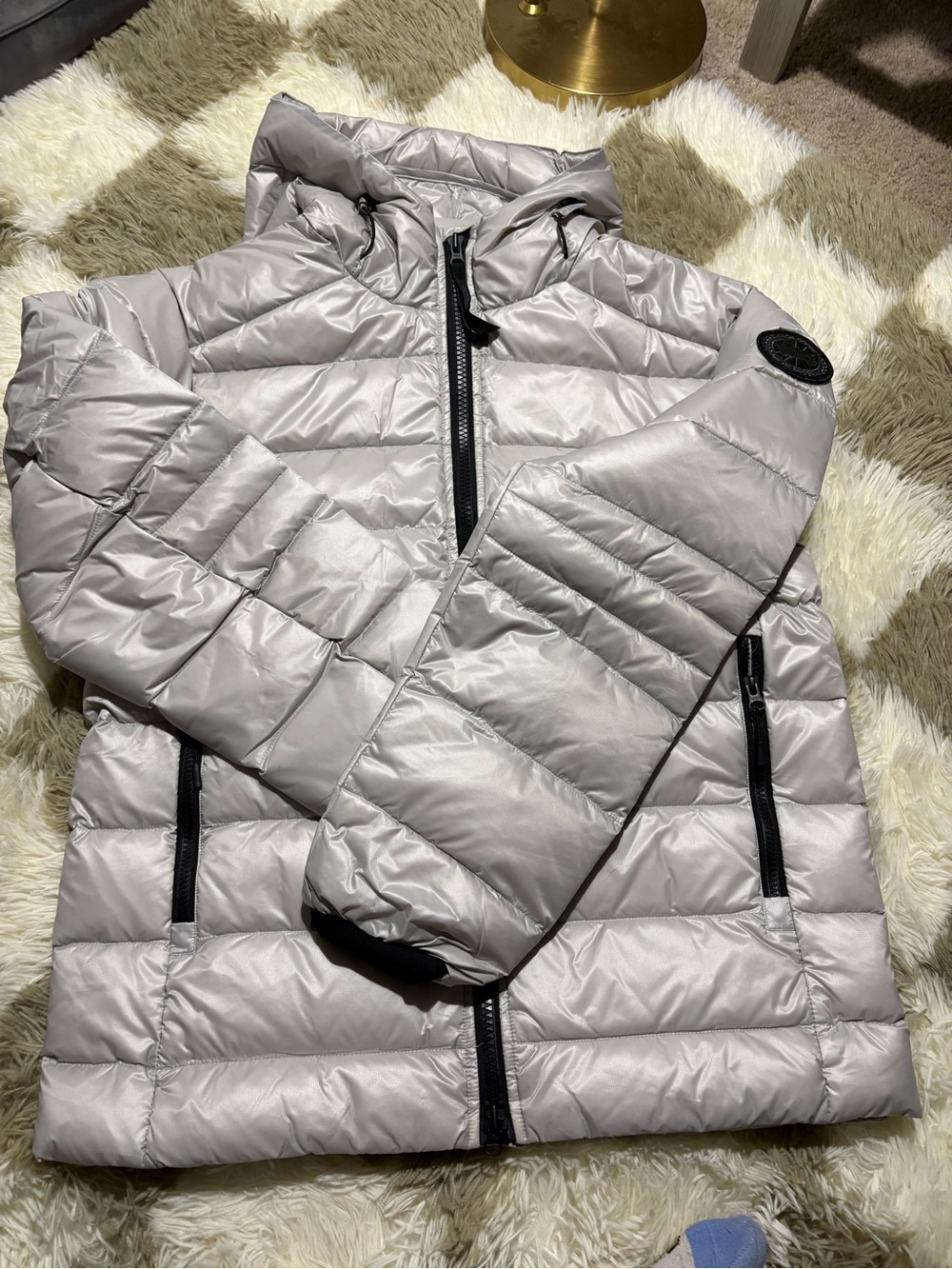 Canada Goose light silver quilted puffer jacket